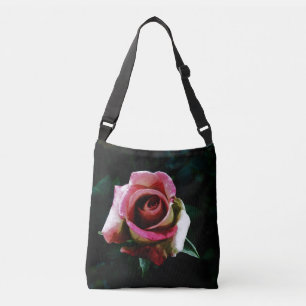Olieverf rode roos crossbody tas