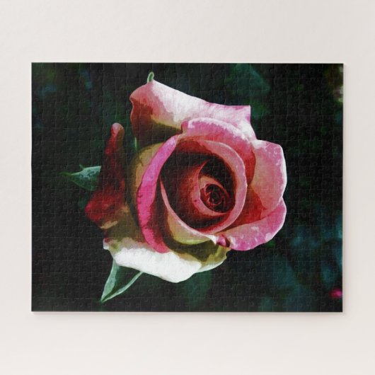 Olieverf rode roos legpuzzel (Horizontaal)