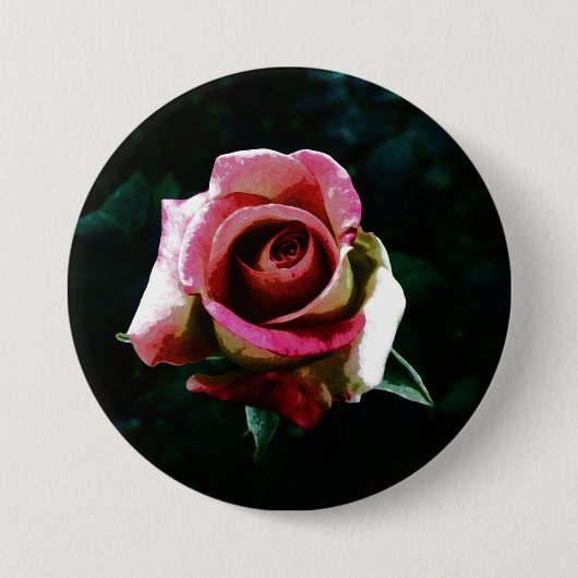 Olieverf rode roos ronde button 7,6 cm (Voorkant)