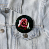 Olieverf rode roos ronde button 7,6 cm (In situ)