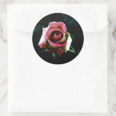 Olieverf rode roos ronde sticker (Tas)