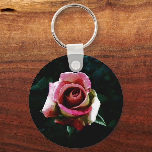 Olieverf rode roos sleutelhanger (Voorkant)