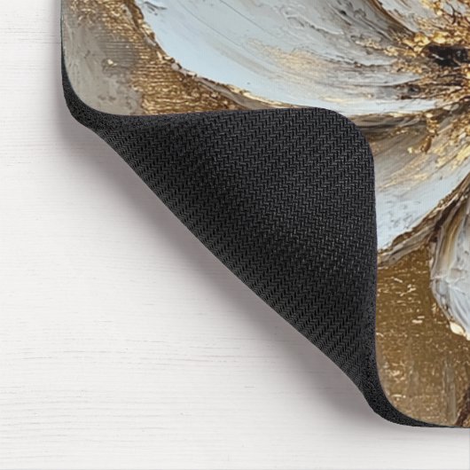 Olieverf Schilderen Wit Gouden Bloem Muismat (Hoek)