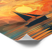 Olieverf Sunset Lighthouse Poster (Hoek)