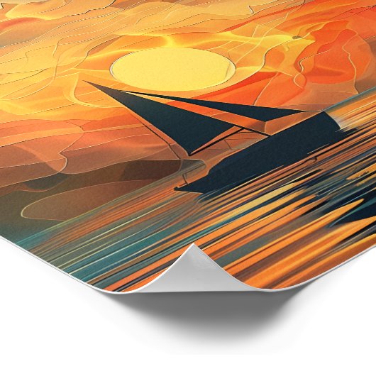Olieverf Sunset Lighthouse Poster (Hoek)