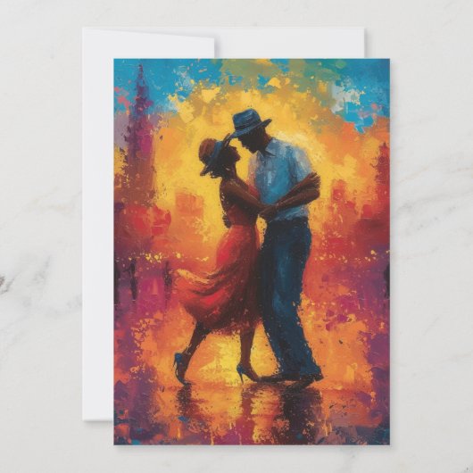 Olieverf Tango feest en tango dansers uitnodiging (Achterkant)