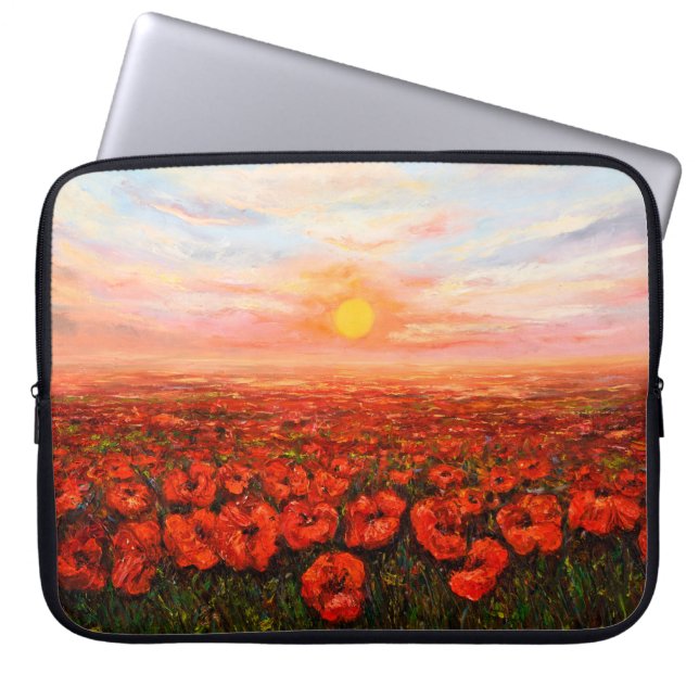 olieverf van de papaver (Papaver somniferum) Laptop Sleeve (Voorkant)