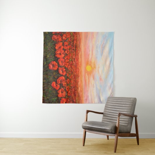 olieverf van de papaver (Papaver somniferum) Wandkleed (In Situ (horizontaal))