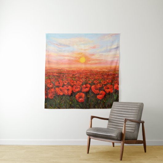 olieverf van de papaver (Papaver somniferum) Wandkleed (In situ)