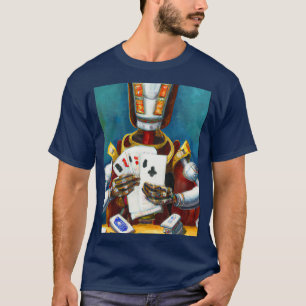 Olieverf van draadgebonden robotafspeelkaarten t-shirt