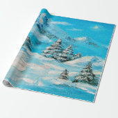 olieverf, winterberglandschap met spru cadeaupapier (Uitgerold)