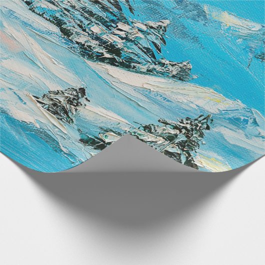 olieverf, winterberglandschap met spru cadeaupapier (Hoek)