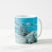 olieverf, winterberglandschap met spru koffiemok (Voorkant rechts)