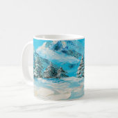 olieverf, winterberglandschap met spru koffiemok (Voorkant links)
