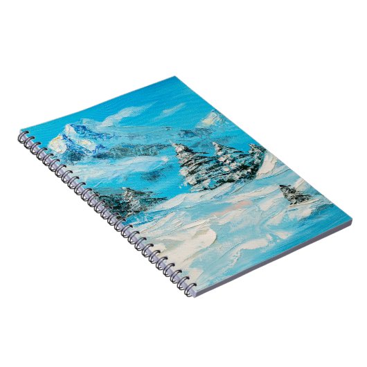 olieverf, winterberglandschap met spru notitieboek (Rechterzijde)