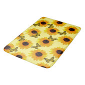 Olieverf zonnebloemen en vlinders, badmat (Gekanteld)