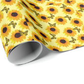 Olieverf zonnebloemen en vlinders, cadeaupapier (Rol Hoek)