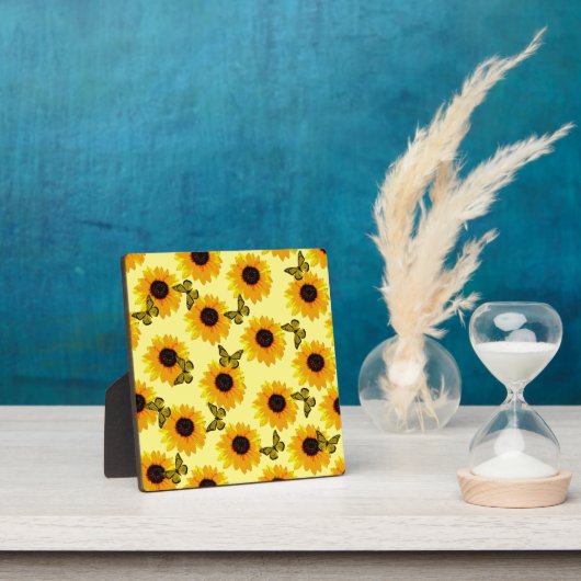 Olieverf zonnebloemen en vlinders, fotoplaat (Insitu)