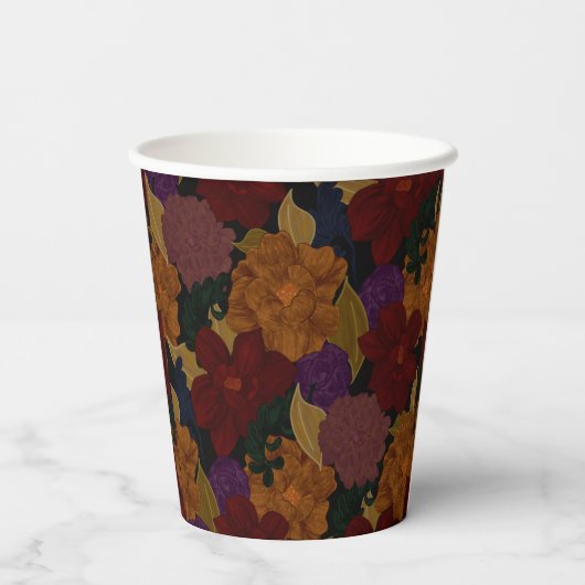 Olieverfde bloemen papieren bekers (Achterkant)