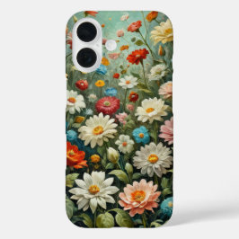 Olieverfschilderij bloemen weidebedekking iPhone 16 hoesje
