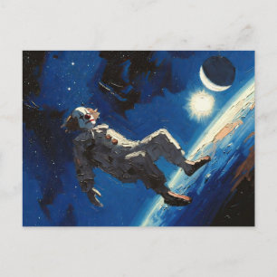 olieverfschilderij "Clown In Space" Briefkaart