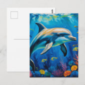 olieverfschilderij Dolfijn Briefkaart (Voorkant / Achterkant)