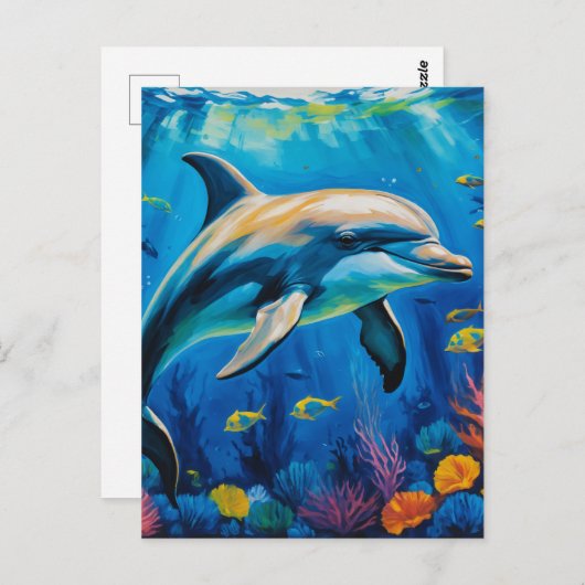 olieverfschilderij Dolfijn Briefkaart (Voorkant / Achterkant)