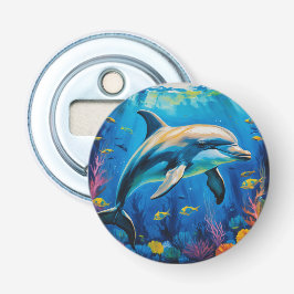 olieverfschilderij Dolfijn Button Flesopener