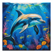 olieverfschilderij Dolfijn Foto Afdruk (Voorkant)