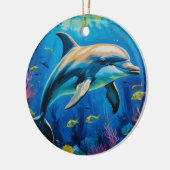 olieverfschilderij Dolfijn Keramisch Ornament (Links)