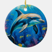 olieverfschilderij Dolfijn Keramisch Ornament (Achterkant)