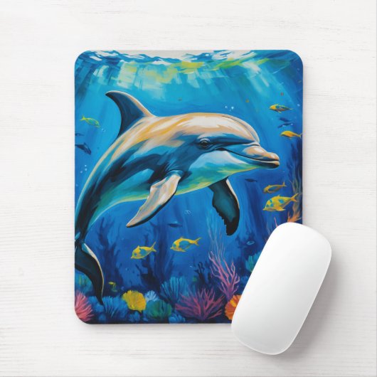 olieverfschilderij Dolfijn Muismat (Met muis)