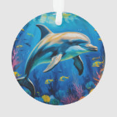 olieverfschilderij Dolfijn Ornament (achterkant)