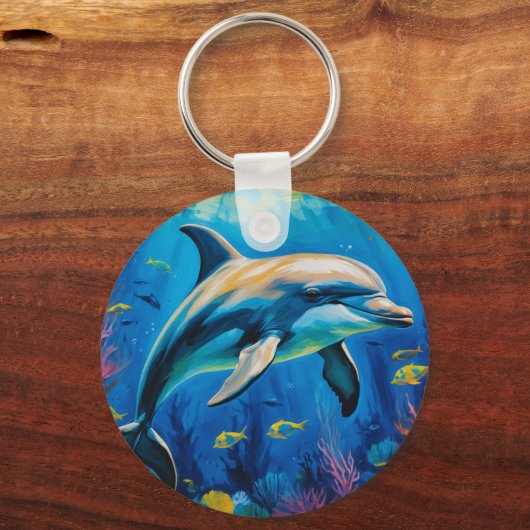 olieverfschilderij Dolfijn Sleutelhanger (Achterkant)