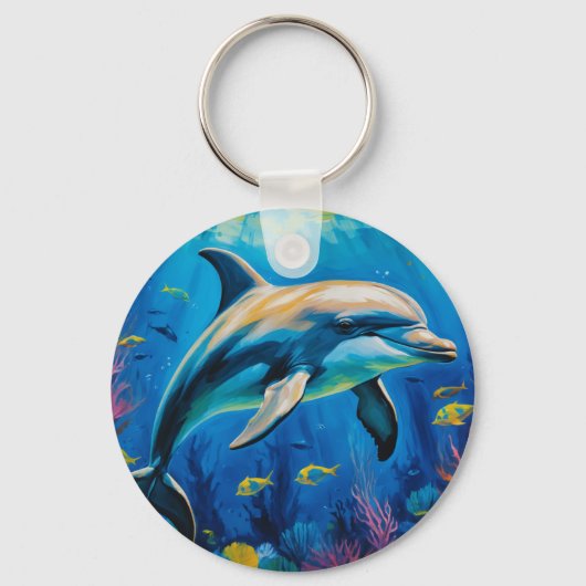 olieverfschilderij Dolfijn Sleutelhanger (Achterkant)