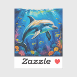 olieverfschilderij Dolfijn Sticker