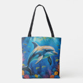 olieverfschilderij Dolfijn Tote Bag (Achterkant)