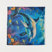 olieverfschilderij Dolfijn Wandkleed (Voorkant (horizontaal))