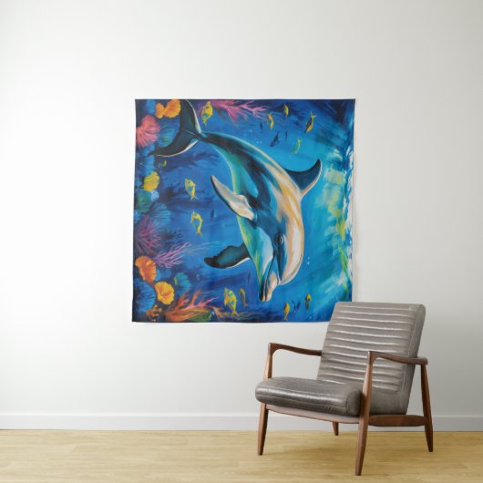olieverfschilderij Dolfijn Wandkleed (In Situ (horizontaal))