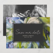 Olieverfschilderij Geïnspireerd Bloemen Blauw Brui Save The Date (Voorkant / Achterkant)