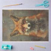 Olieverfschilderij geweven van vos decoupage tissuepapier (Craft)