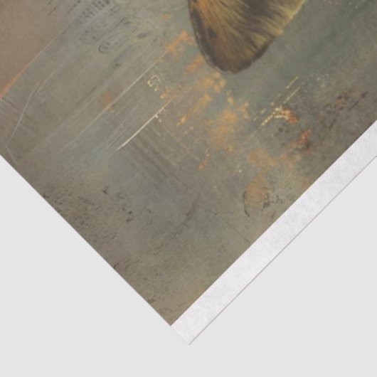 Olieverfschilderij geweven van vos decoupage tissuepapier (Detail)