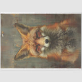 Olieverfschilderij geweven van vos decoupage tissuepapier (Voorkant)