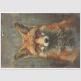 Olieverfschilderij geweven van vos decoupage tissuepapier