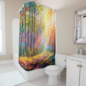 olieverfschilderij in het najaar , schilderachtig douchegordijn (In situ)