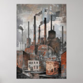olieverfschilderij industrieel landschap poster (Voorkant)