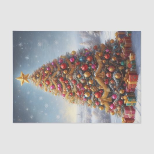  Olieverfschilderij Kerstboom Decoupage Tissuepapier (Voorkant)