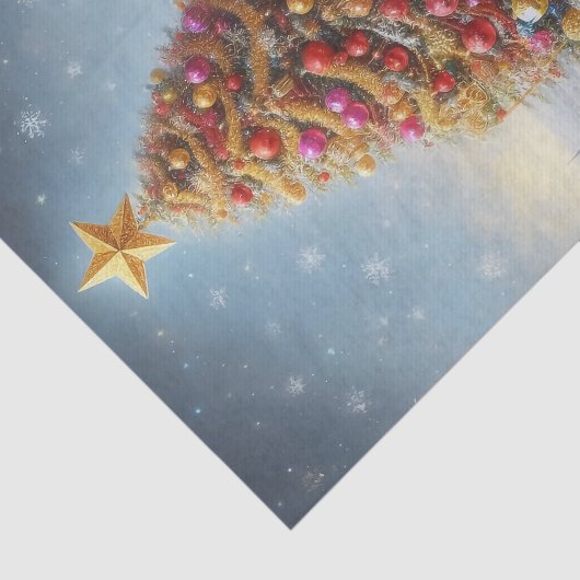 Olieverfschilderij Kerstboom Decoupage Tissuepapier (Detail)