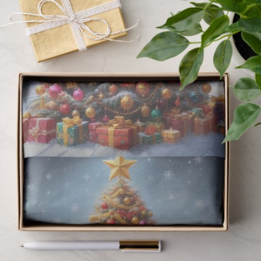  Olieverfschilderij Kerstboom Decoupage Tissuepapier (Geschenk)