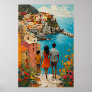 OLIEVERFSCHILDERIJ-Kustglimp: Manarola's Omhelzing Poster